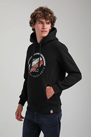 Kapüşonlu Siyah Slim Fit Hoodie 23FWM64049