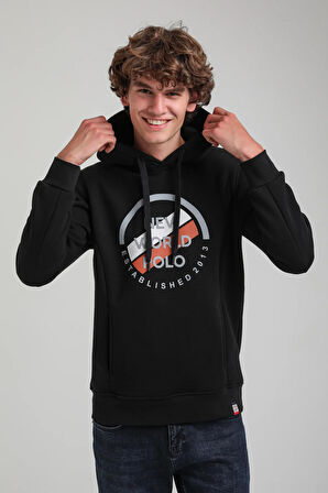 Kapüşonlu Siyah Slim Fit Hoodie 23FWM64049