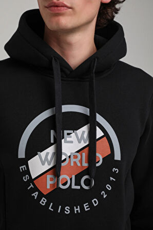 Kapüşonlu Siyah Slim Fit Hoodie 23FWM64049