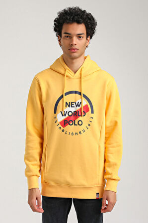 Kapüşonlu Hardal Slim Fit Hoodie 23FWM64049