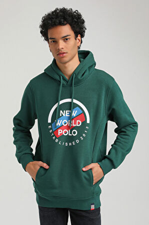 Kapüşonlu Yeşil Slim Fit Hoodie 23FWM64049