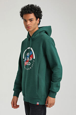Kapüşonlu Yeşil Slim Fit Hoodie 23FWM64049
