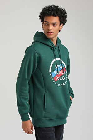 Kapüşonlu Yeşil Slim Fit Hoodie 23FWM64049