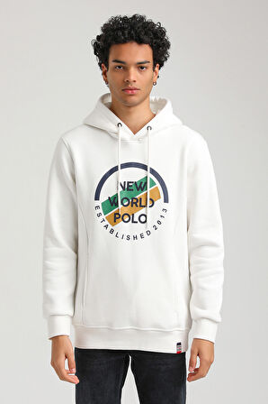 Kapüşonlu Ekru Slim Fit Hoodie 23FWM64049