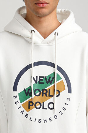 Kapüşonlu Ekru Slim Fit Hoodie 23FWM64049