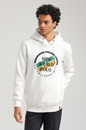 Kapüşonlu Ekru Slim Fit Hoodie 23FWM64049