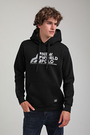 Kapüşonlu Siyah Slim Fit Hoodie 23FWM64051
