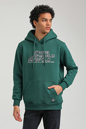 Kapüşonlu Yeşil Slim Fit Hoodie 23FWM64051
