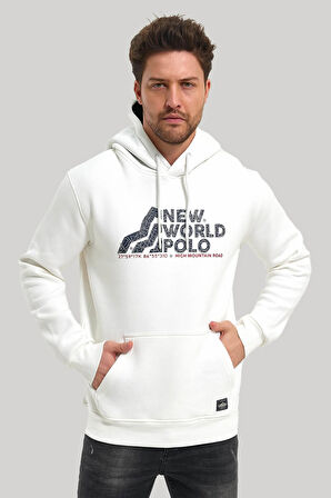 Kapüşonlu Ekru Slim Fit Hoodie 23FWM64051