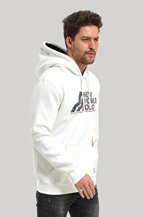 Kapüşonlu Ekru Slim Fit Hoodie 23FWM64051