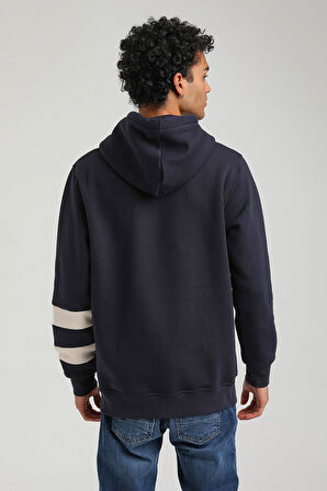 Kapüşonlu Lacivert Slim Fit Hoodie 23FWM64054