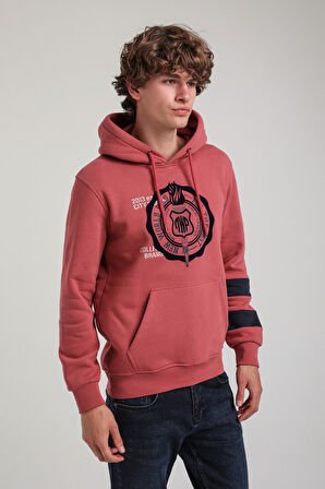 Kapüşonlu Kestane Slim Fit Hoodie 23FWM64054