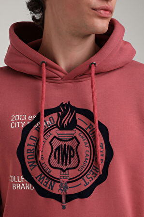 Kapüşonlu Kestane Slim Fit Hoodie 23FWM64054