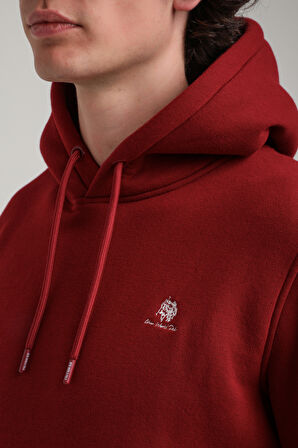 Kapüşonlu Bordo Slim Fit Hoodie 23FWM64069