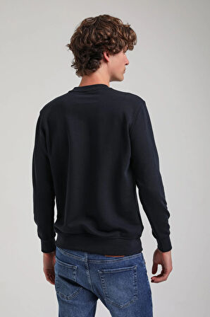 Bisiklet Yaka Lacivert Regular Custom Sweatshirt 23FWM60143
