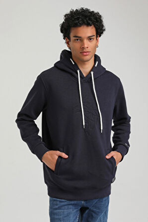 Kapüşonlu Lacivert Slim Fit Hoodie 23FWM64041