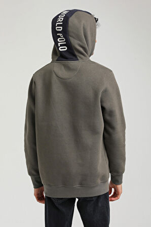 Kapüşonlu Haki Slim Fit Hoodie 23FWM64046