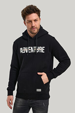 Kapüşonlu Siyah Slim Fit Hoodie 23FWM64047