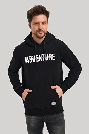 Kapüşonlu Siyah Slim Fit Hoodie 23FWM64047