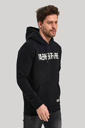 Kapüşonlu Siyah Slim Fit Hoodie 23FWM64047