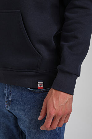 Kapüşonlu Lacivert Slim Fit Hoodie 23FWM64052