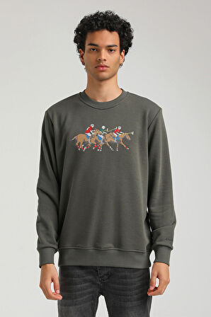 Bisiklet Yaka Haki Regular Custom Sweatshirt 23FWM60144