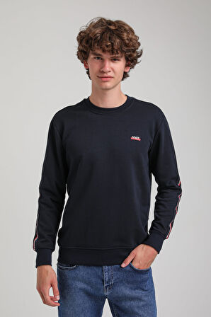 Bisiklet Yaka Lacivert Slim Fit Sweatshirt 23FWM60145