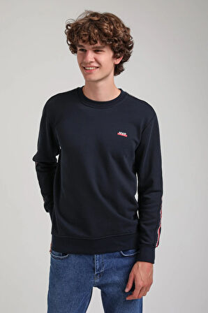 Bisiklet Yaka Lacivert Slim Fit Sweatshirt 23FWM60145