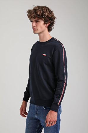 Bisiklet Yaka Lacivert Slim Fit Sweatshirt 23FWM60145