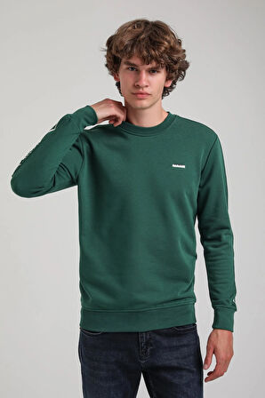 Bisiklet Yaka Yeşil Slim Fit Sweatshirt 23FWM60145
