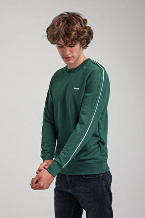 Bisiklet Yaka Yeşil Slim Fit Sweatshirt 23FWM60145