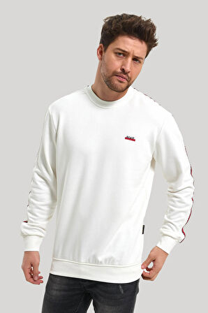 Bisiklet Yaka Ekru Slim Fit Sweatshirt 23FWM60145