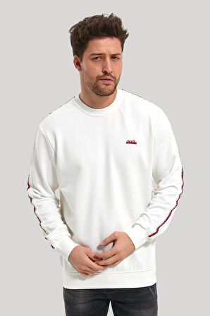 Bisiklet Yaka Ekru Slim Fit Sweatshirt 23FWM60145