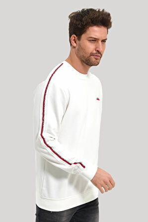 Bisiklet Yaka Ekru Slim Fit Sweatshirt 23FWM60145