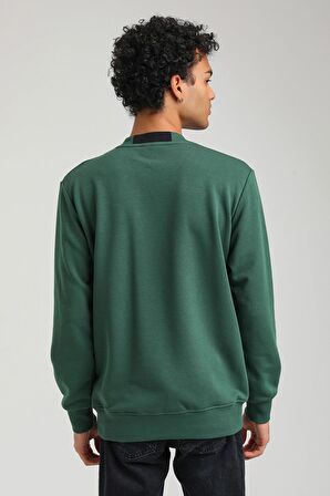 Bisiklet Yaka Yeşil Slim Fit Sweatshirt 23FWM60146