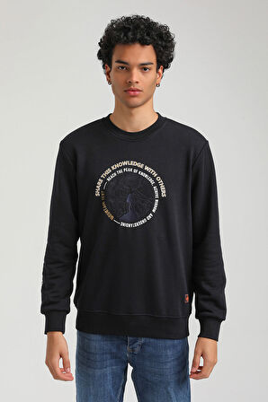 Bisiklet Yaka Lacivert Slim Fit Sweatshirt 23FWM60147