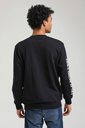 Bisiklet Yaka Lacivert Slim Fit Sweatshirt 23FWM60147