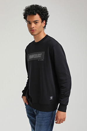 Bisiklet Yaka Lacivert Regular Custom Sweatshirt 23FWM60149