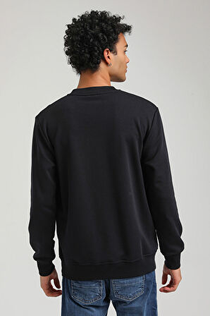Bisiklet Yaka Lacivert Regular Custom Sweatshirt 23FWM60149