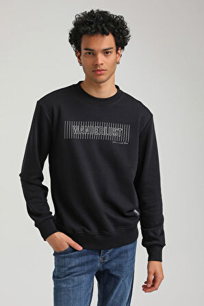 Bisiklet Yaka Lacivert Regular Custom Sweatshirt 23FWM60149