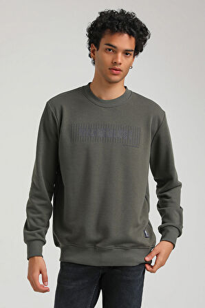 Bisiklet Yaka Haki Regular Custom Sweatshirt 23FWM60149