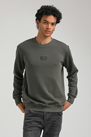 Bisiklet Yaka Haki Regular Custom Sweatshirt 23FWM60143