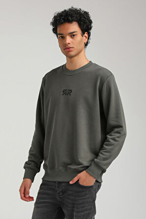 Bisiklet Yaka Haki Regular Custom Sweatshirt 23FWM60143