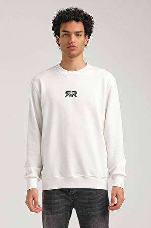 Bisiklet Yaka Ekru Regular Custom Sweatshirt 23FWM60143