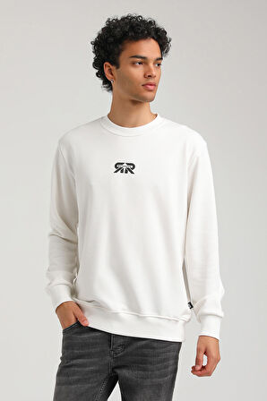 Bisiklet Yaka Ekru Regular Custom Sweatshirt 23FWM60143