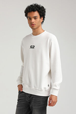 Bisiklet Yaka Ekru Regular Custom Sweatshirt 23FWM60143