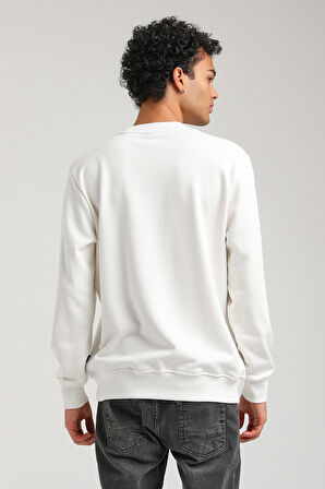 Bisiklet Yaka Ekru Regular Custom Sweatshirt 23FWM60143