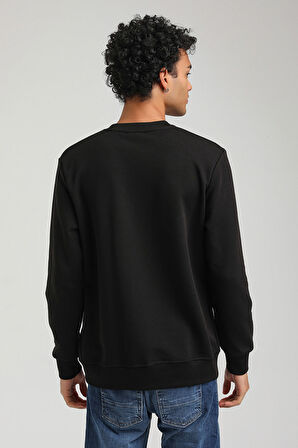 Bisiklet Yaka Siyah Slim Fit Sweatshirt 23FWM60151