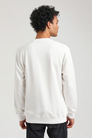 Bisiklet Yaka Ekru Slim Fit Sweatshirt 23FWM60151