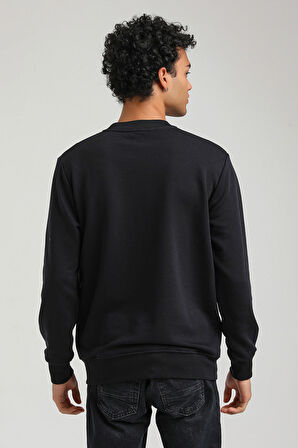 Bisiklet Yaka Lacivert Slim Fit Sweatshirt 23FWM60152